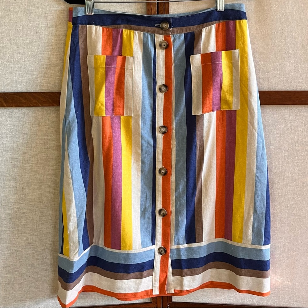 Gilli Multicolor Striped Button-Front A-Line Skirt